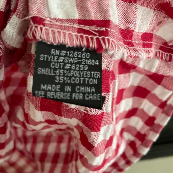Gingham Ruffle Sleeve Open Back Top Red + White M - Picture 6 of 7